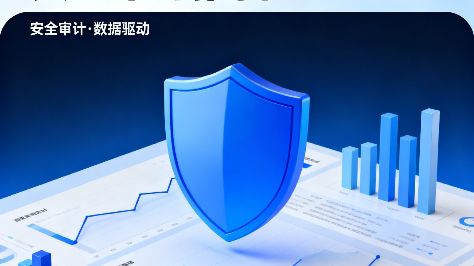 2024年第四季度安全审计报告封面图：蓝色盾牌图标叠加在数据图表之上